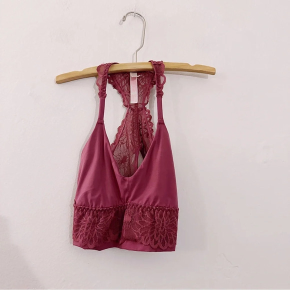 Victoria's Secret PINK Racerback Lace Bralette Magenta Bra - Picture 5 of 5